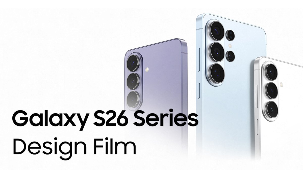 Galaxy S26 Ultra e os demais modelos da serie S26 vistos de costas, com o conjunto de cameras em destaque